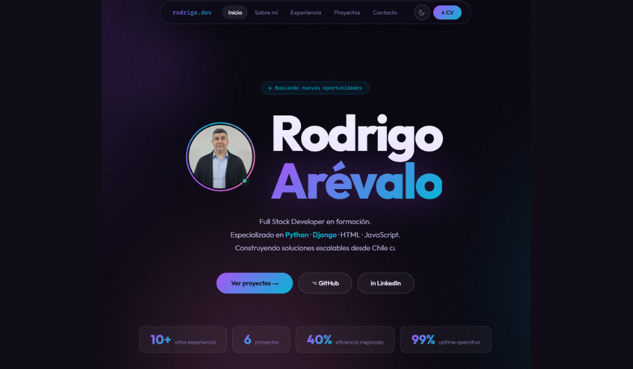 Portafolio CV Web — Vista principal